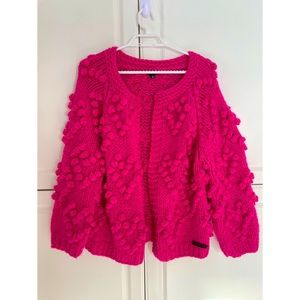 Hot pink heart oversized cardigan worn once